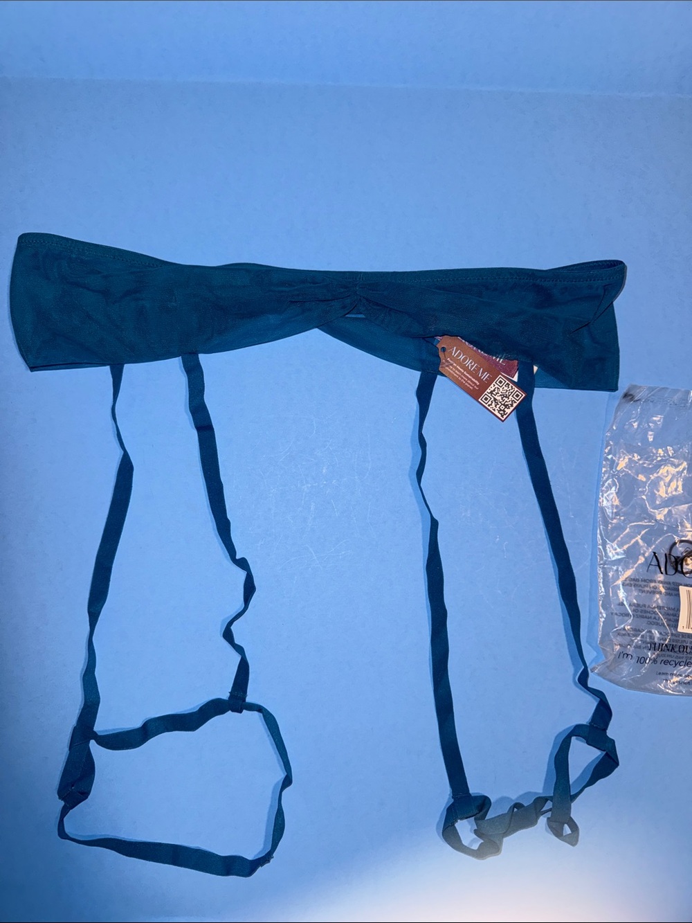 Adore Me Teal Garter Belt with Adjustable Straps